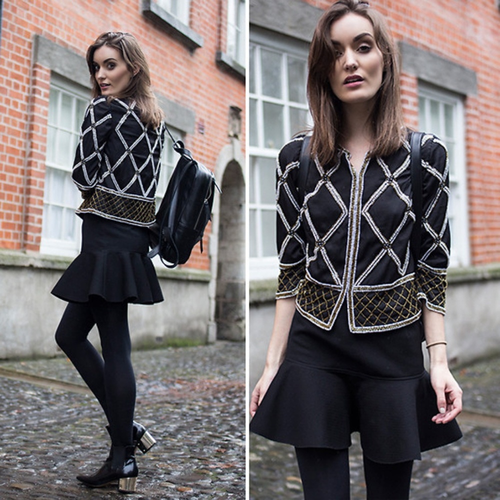 • {H&M} Black Drop Waist Skirt